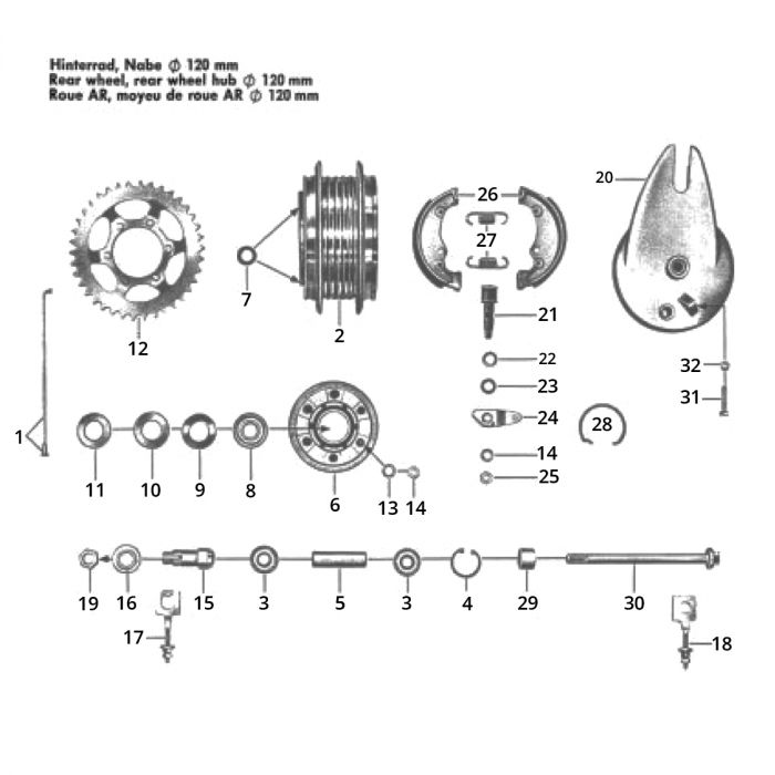 achterwiel naaf zundapp C50
