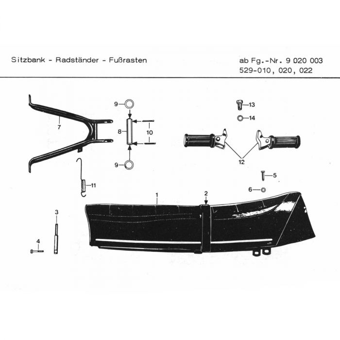 Buddyseat middenstandaard voetsteun Zundapp 529 010 0 20 022 9020003