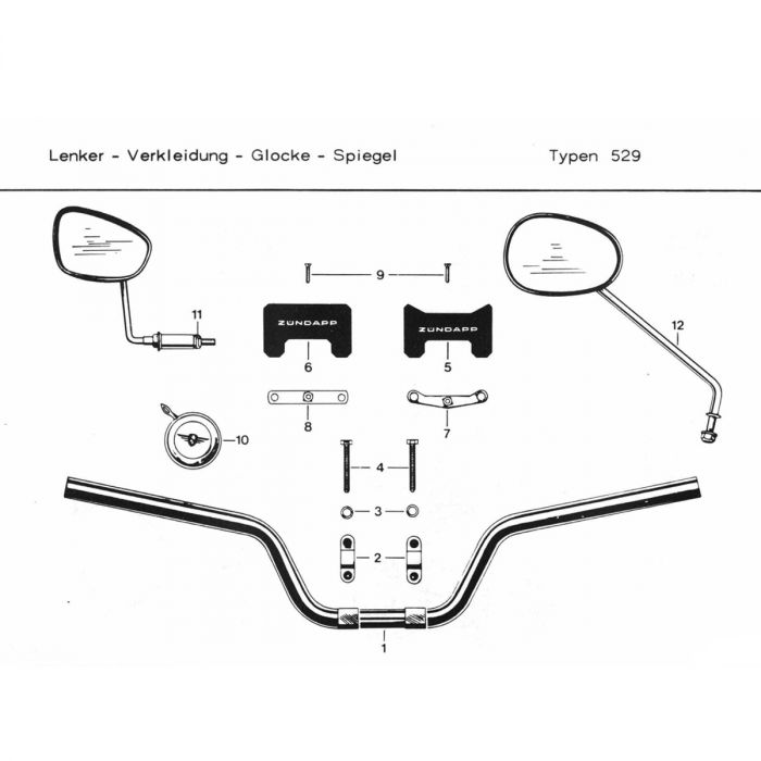 Stuur bel spiegel Zundapp 529