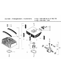 Cilinder spruitstuk krukas Zundapp 529 026 TM 029 Motornr vanaf 9762730