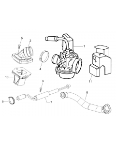 Carburateur, compleet - Inlaatspruitstuk