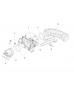 Carburateur, compleet - Inlaatspruitstuk