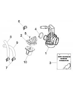 Carburateur, compleet - Inlaatspruitstuk