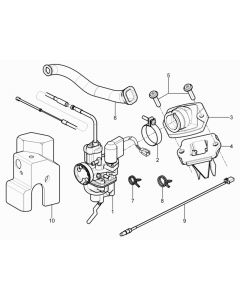 Carburateur, compleet - Inlaatspruitstuk
